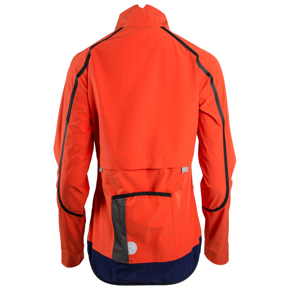 Rivelo Womens Larkstone High Performance Rain Jacket (Orange/Navy) (studio)