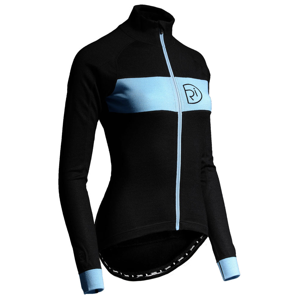 Rivelo Womens Pateley Merino Blend Long Sleeve Jersey (Black/Blue) (studio)
