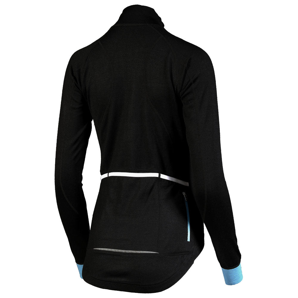 Rivelo Womens Pateley Merino Blend Long Sleeve Jersey (Black/Blue) (studio)