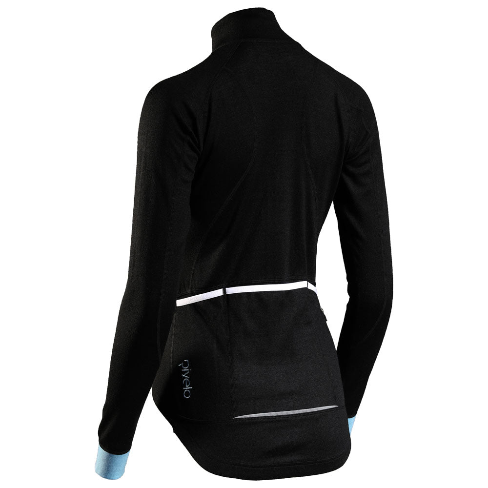 Rivelo Womens Pateley Merino Blend Long Sleeve Jersey (Black/Blue) (studio)