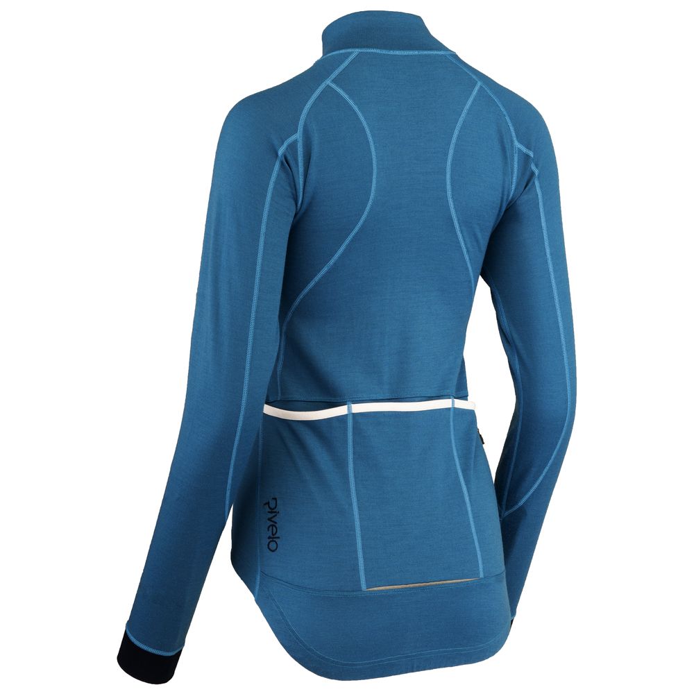 Rivelo Womens Pateley Merino Blend Long Sleeve Jersey (Teal/Navy) (studio)
