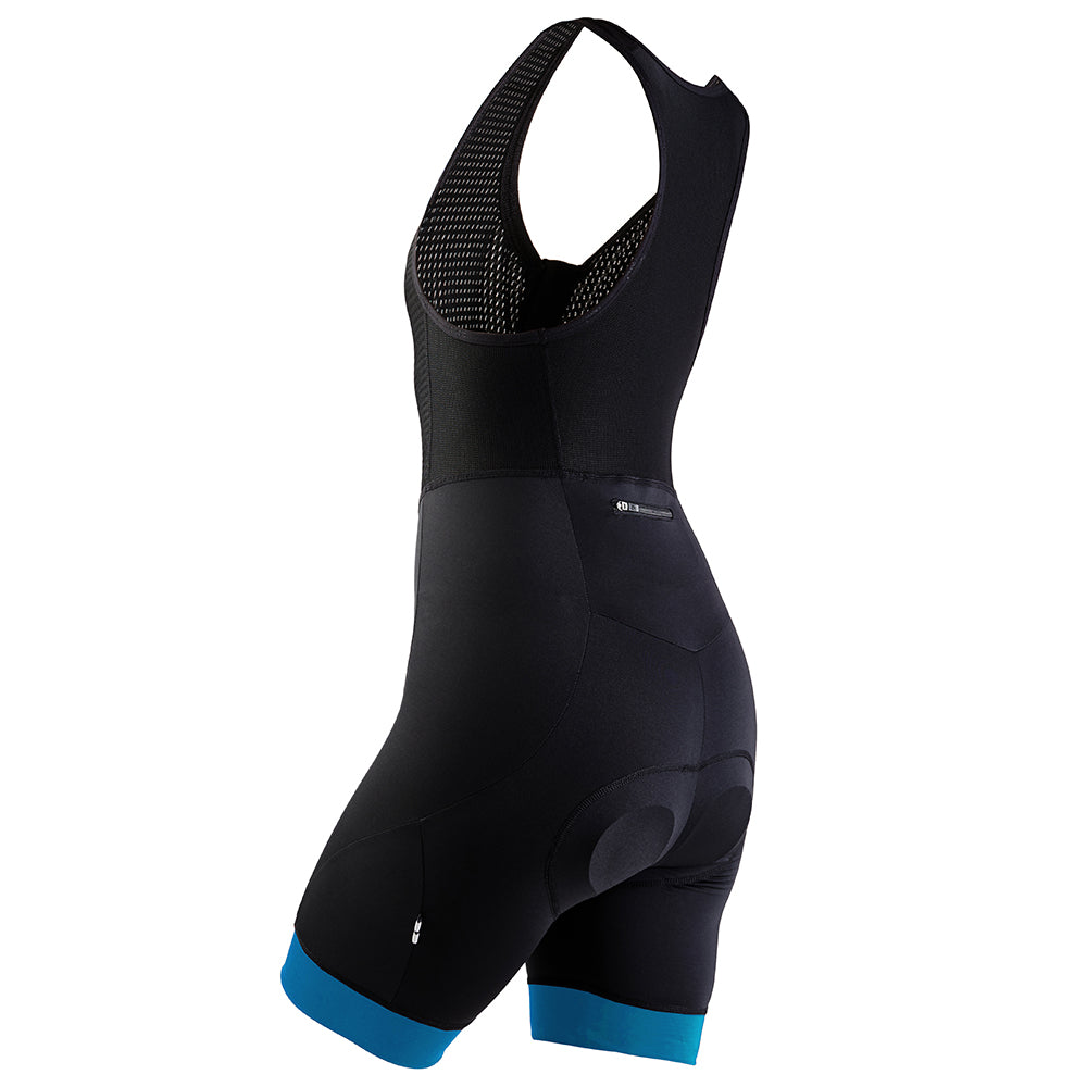Rivelo Womens Tideswell Bib Shorts (Black/Teal) (studio)