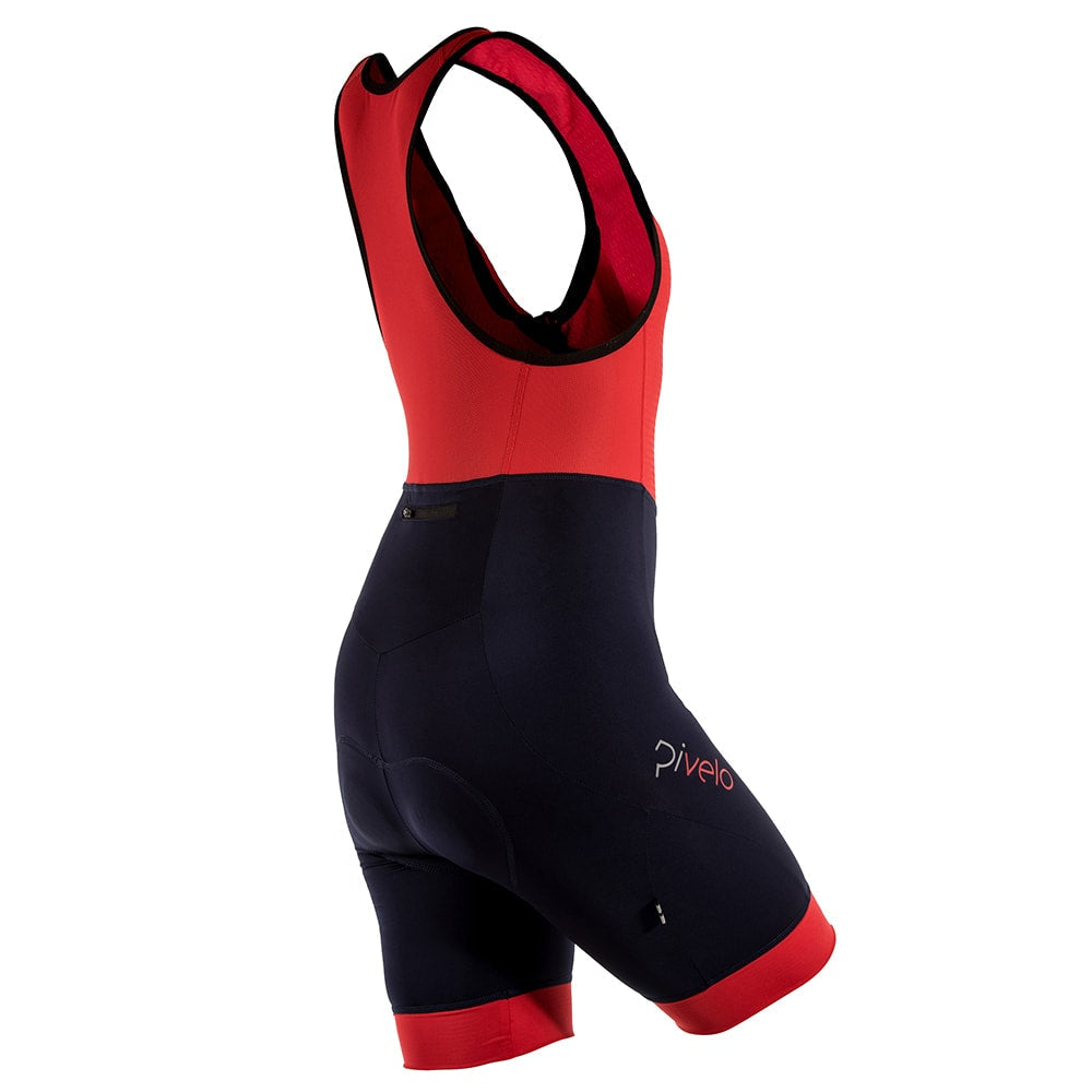 Rivelo Womens Tideswell Bib Shorts (Navy/Red) (studio)