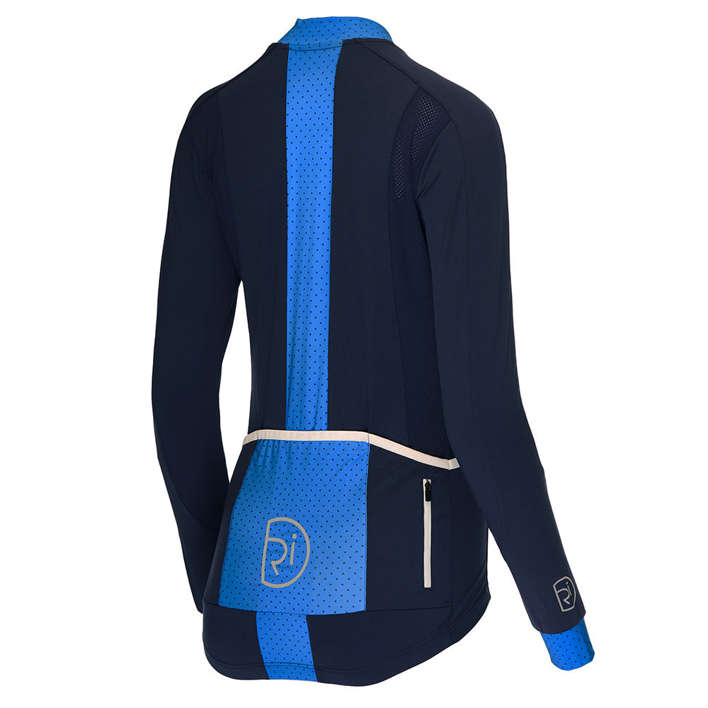 Rivelo Womens Woodvale Light Long Sleeve Jersey (Navy/Cobalt) (studio)