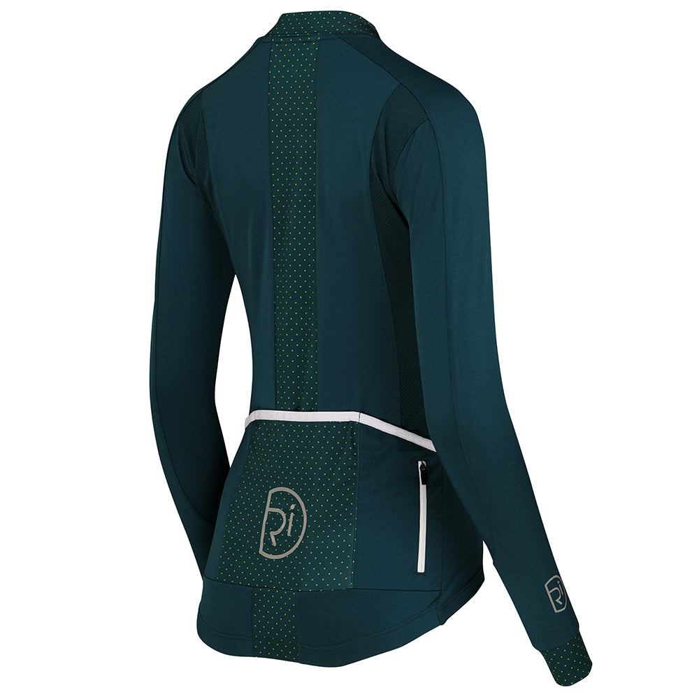 Rivelo Womens Woodvale Light Long Sleeve Jersey (Petrol/Yellow) (studio)