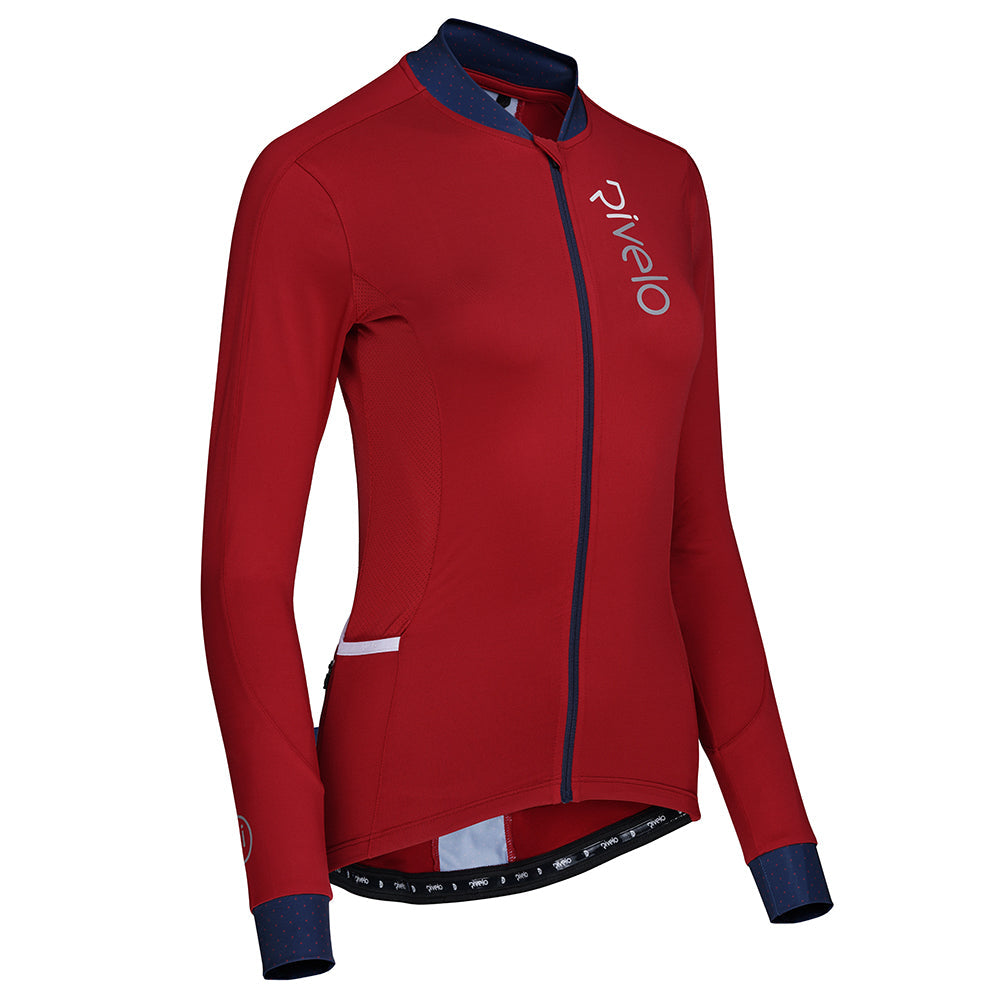 Rivelo | Womens Woodvale Light Long Sleeve Jersey (Ruby/Navy)