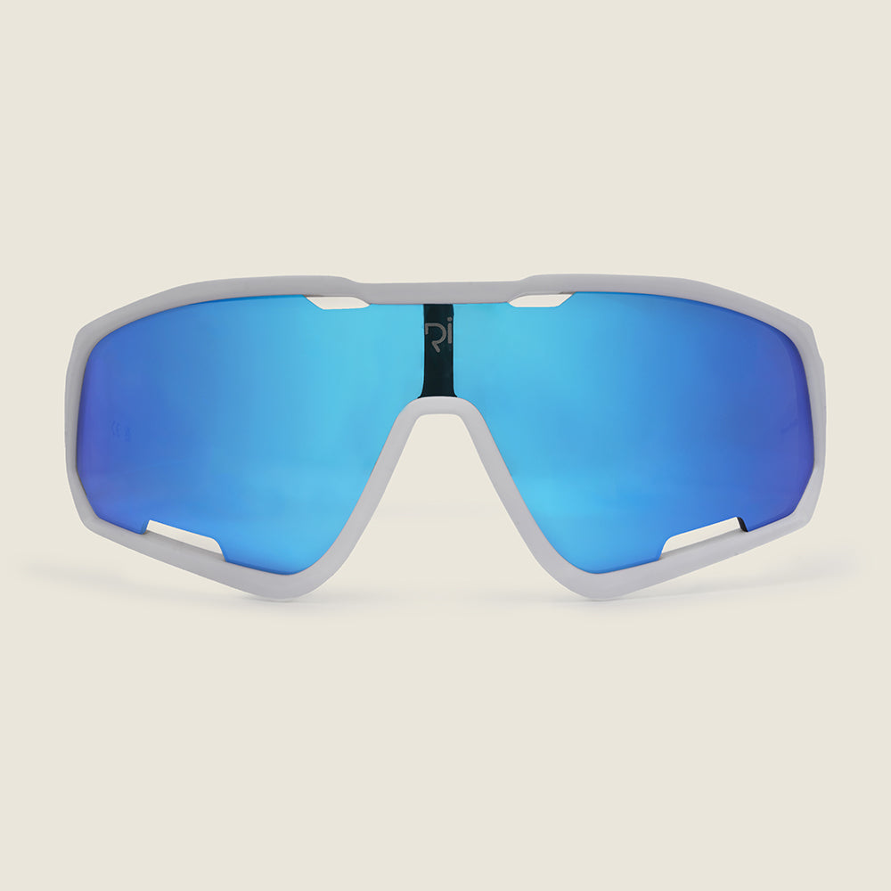 Braemar Sunglasses (Matt White/Blue Mirror) (studio)