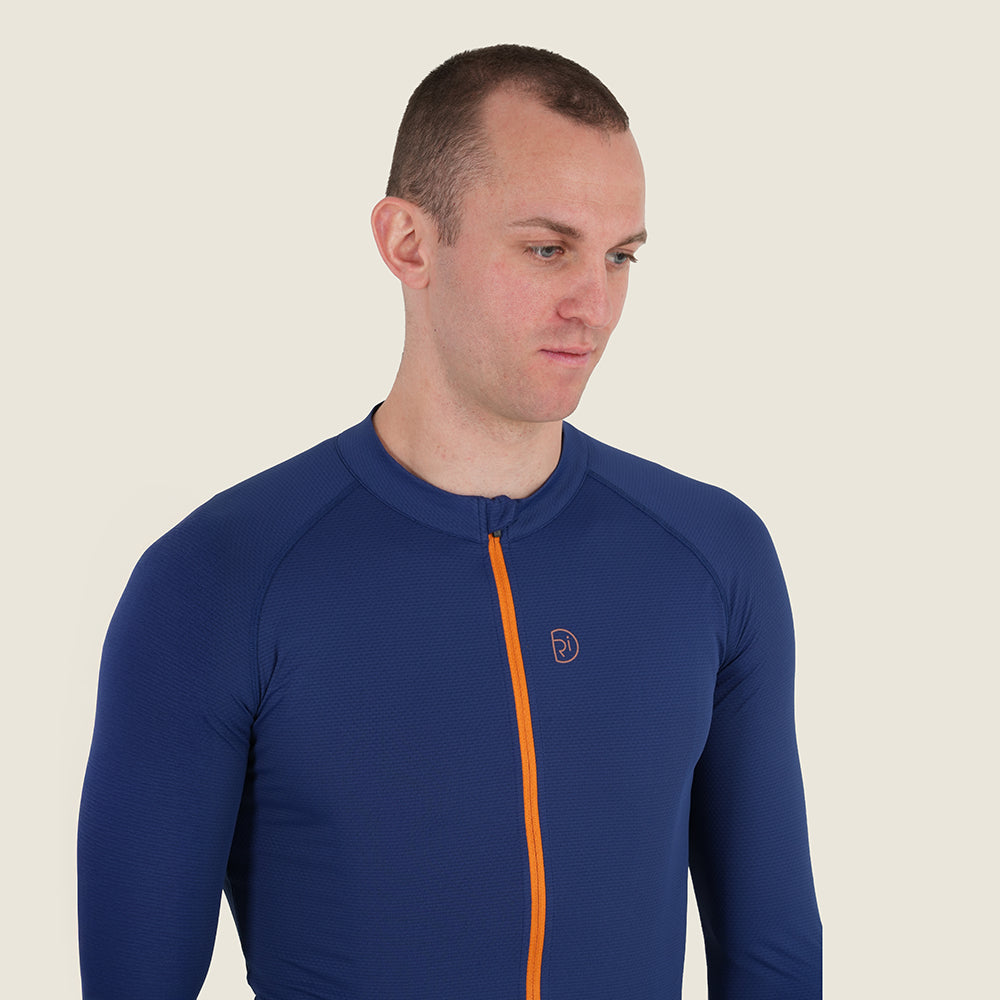 Mens Bathford Essential LS Jersey (Navy/Desert Sun) (model: barnaby)