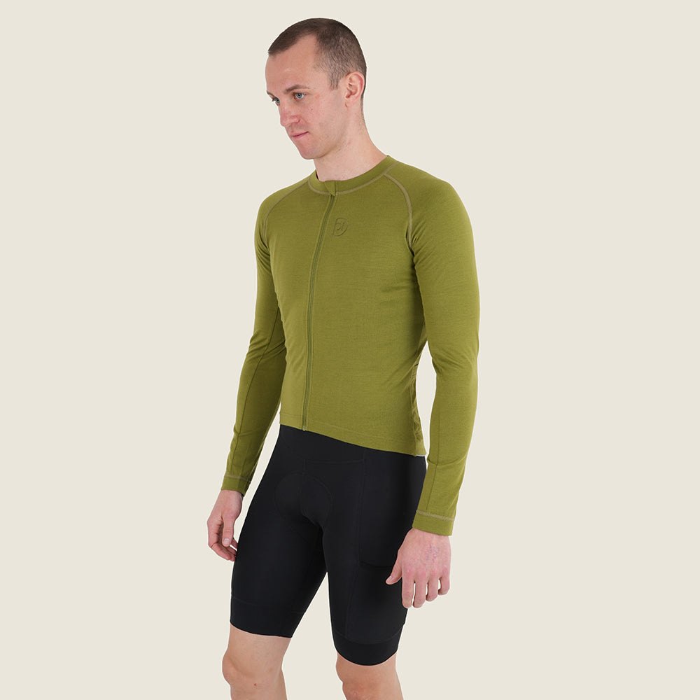 Mens Cranbrook Merino Blend LS Jersey (Peat Moss) (model: barnaby)