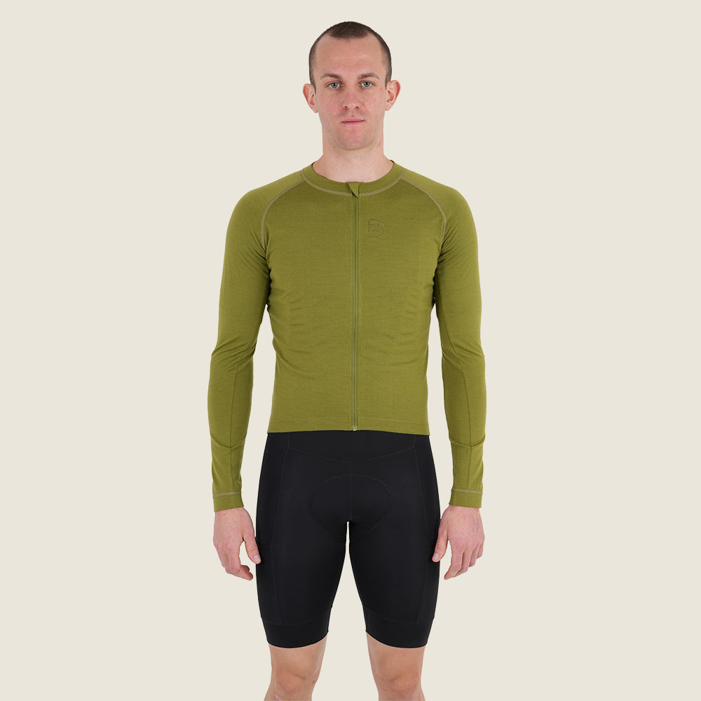 Mens Cranbrook Merino Blend LS Jersey (Peat Moss) (model: barnaby)