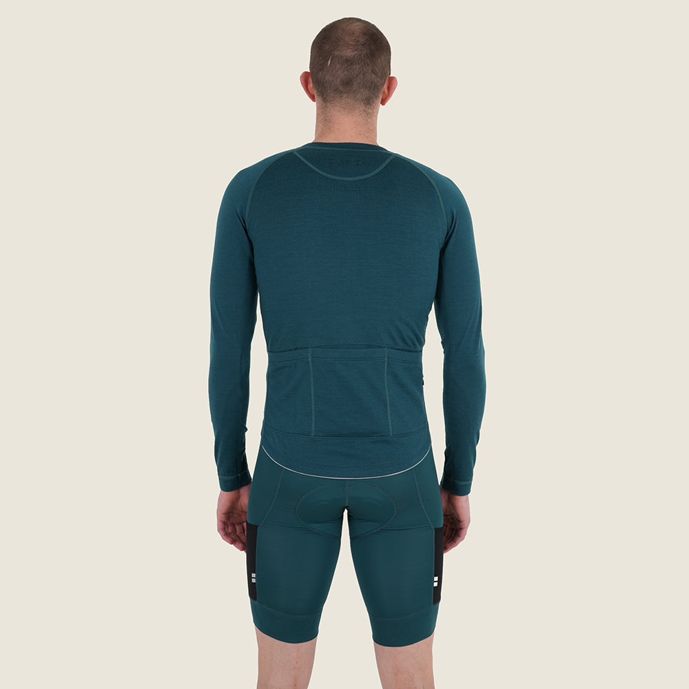 Mens Cranbrook Merino Blend LS Jersey (Petrol) (model: barnaby)