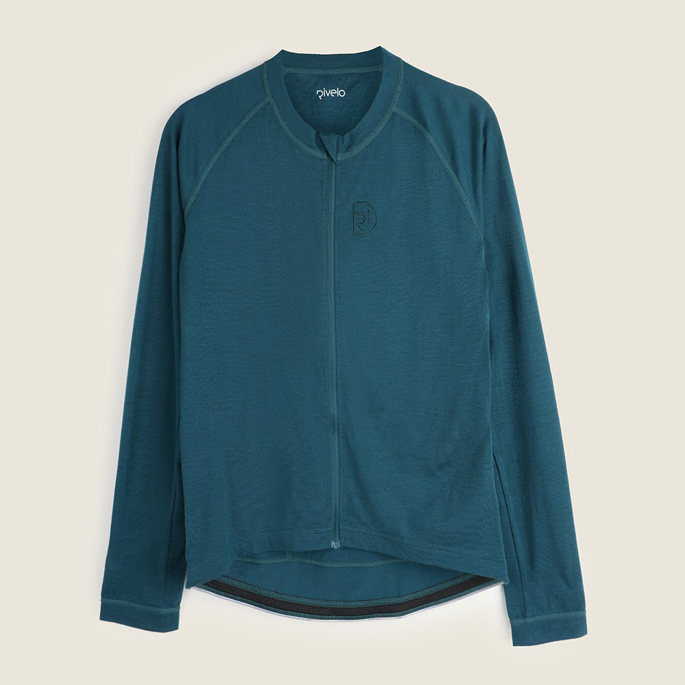 Mens Cranbrook Merino Blend LS Jersey (Petrol) (studio)