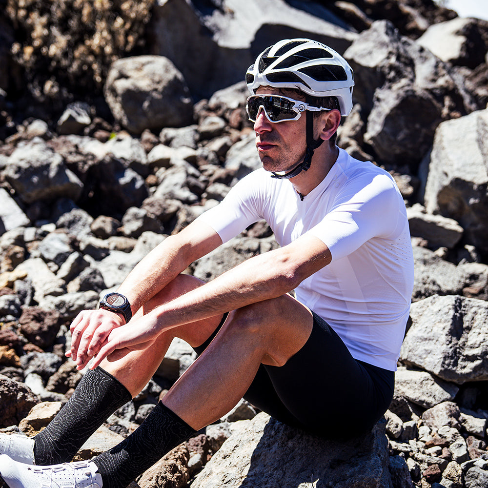Mens Forcella Race Bib Shorts (Black/White) (model: joe)