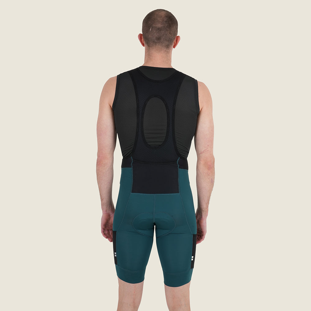 Mens Honister Cargo Bib Shorts (Deep Teal) (model: barnaby)