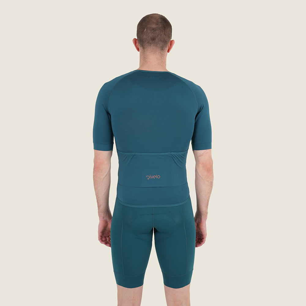 Mens Lowther Essential Lightweight SS Jersey (Petrol/Desert Sun) (model: barnaby)