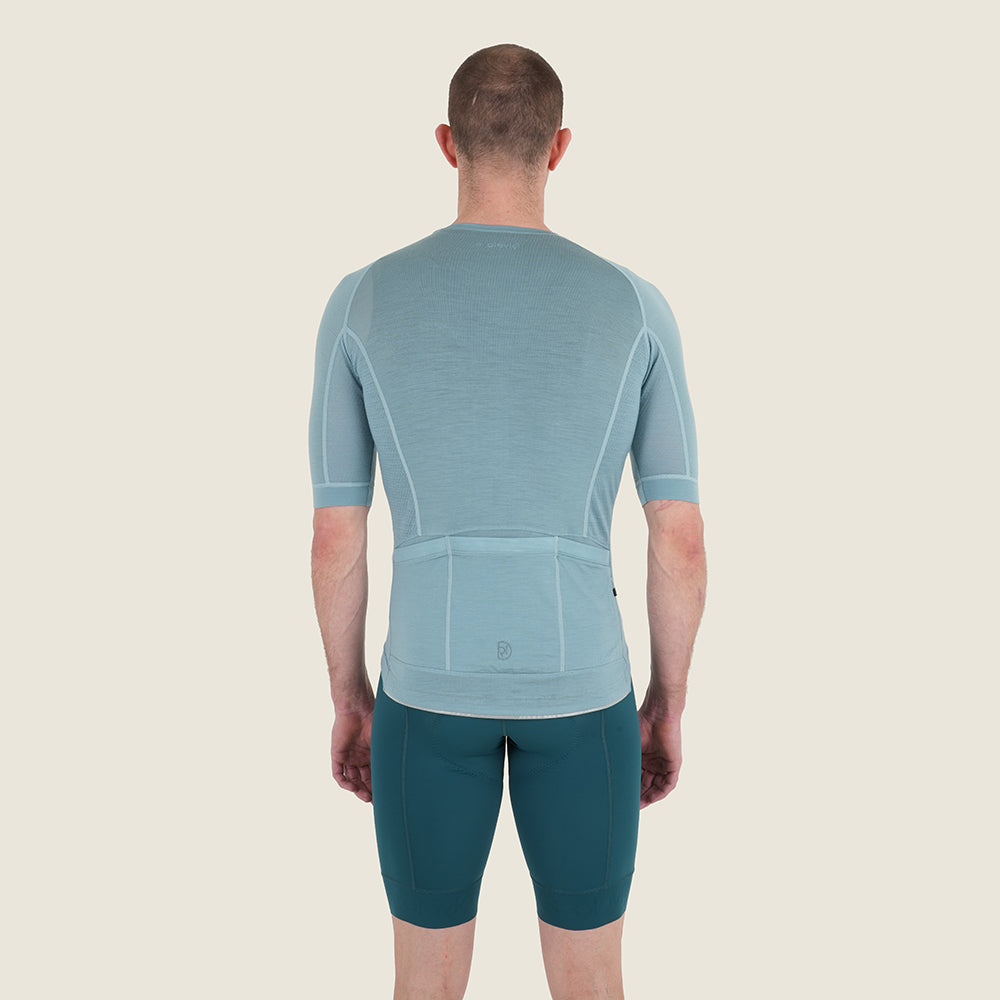 Mens Rowlands Merino Blend Lightweight SS Jersey (Lagoon) (model: barnaby)