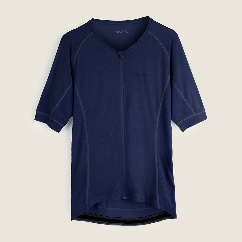 Mens Rowlands Merino Blend Lightweight SS Jersey (Navy) (studio)
