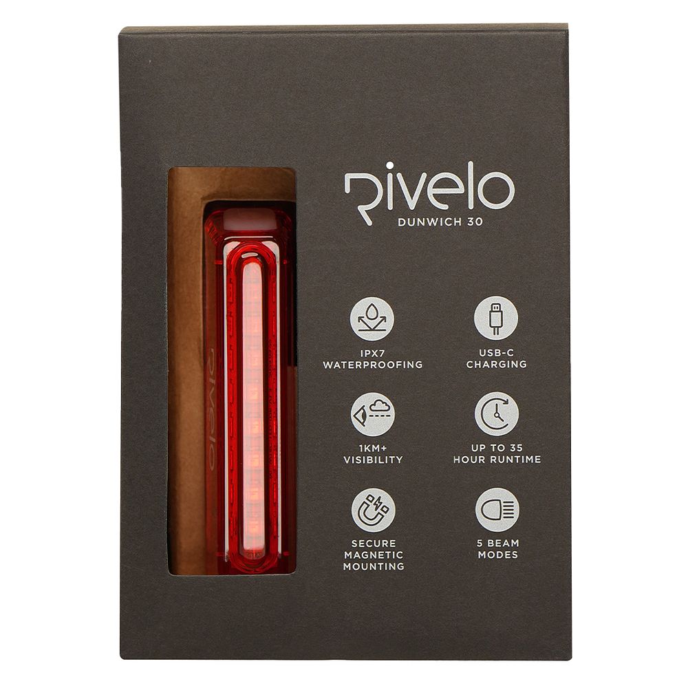 Rivelo Dunwich 30 Rear Bike Light (Black) (studio)