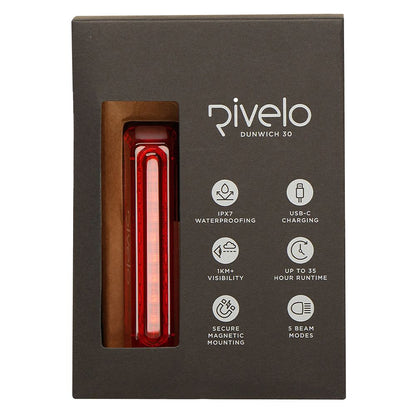 Rivelo Dunwich 30 Rear Bike Light (Black) (studio)