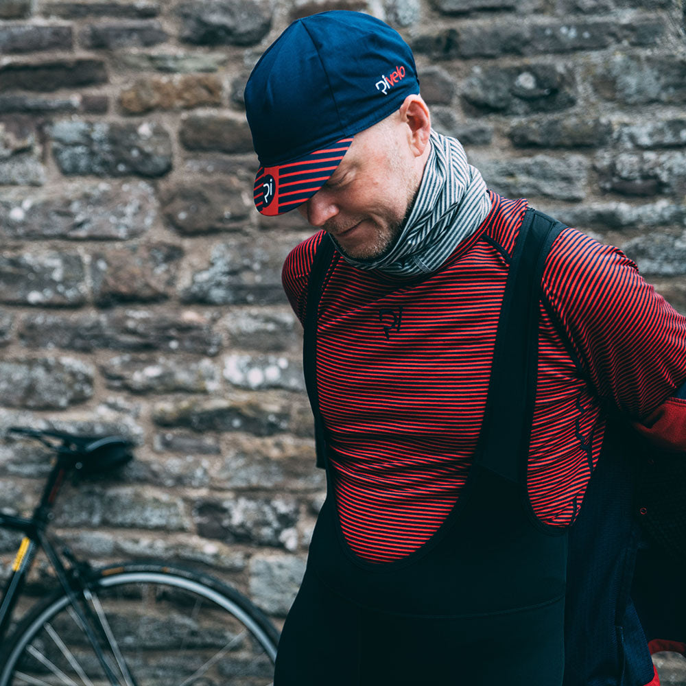 Rivelo | Mens Hathersage Merino Blend Long Sleeve Base Layer (Navy/Red)