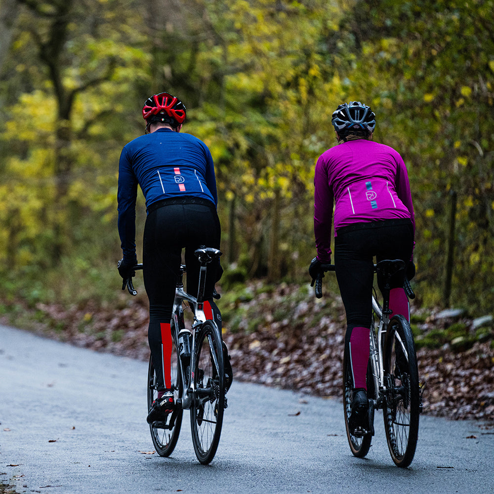 Rivelo Womens Eco Monsal Thermal Bib Tights (Black/Magenta) (align-x: 100%)