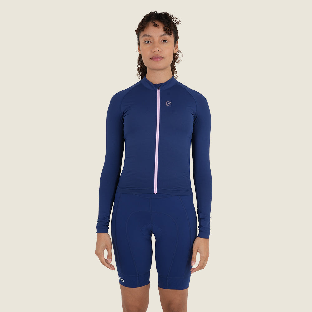 Womens Bathford Essential LS Jersey (Navy/Pink Lavender) (model: sarah)