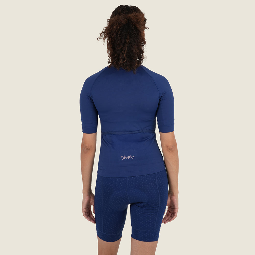 Womens Bathford Essential SS Jersey (Navy/Pink Lavender) (model: sarah)