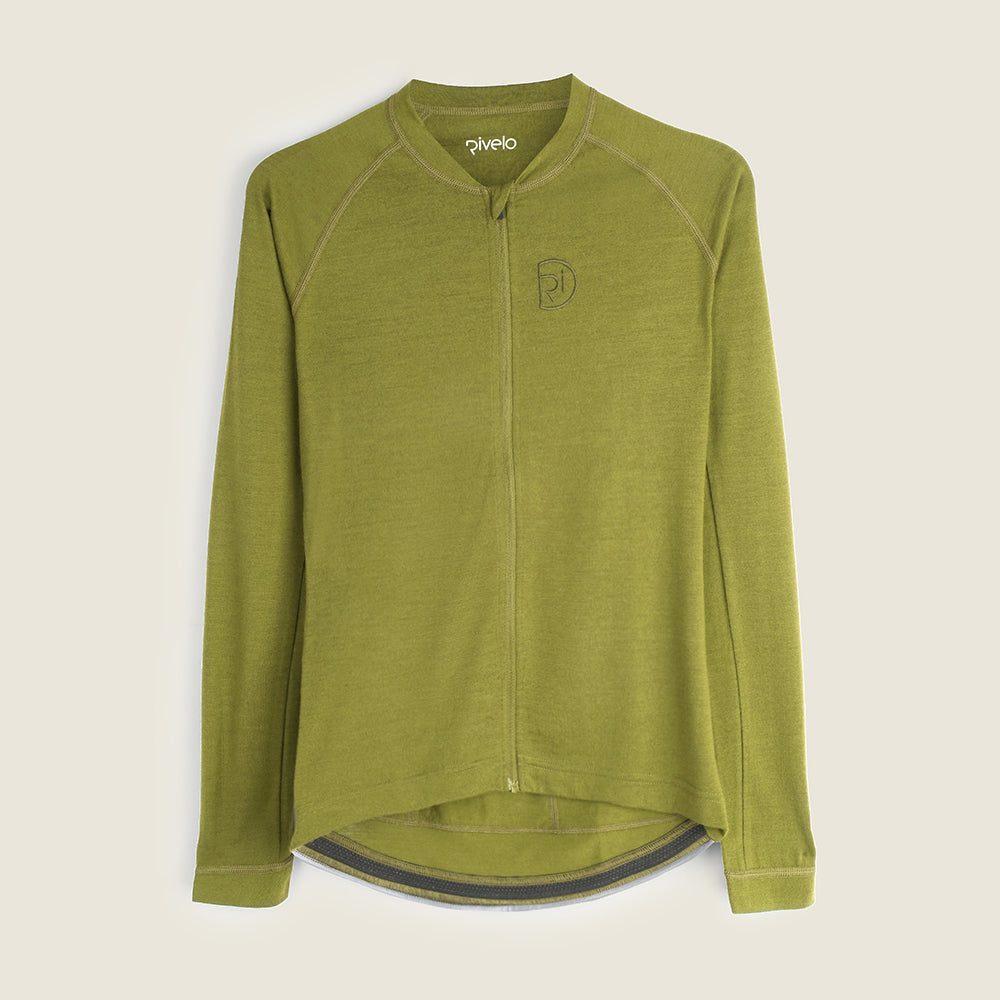 Womens Cranbrook Merino Blend LS Jersey (Peat Moss) (studio)