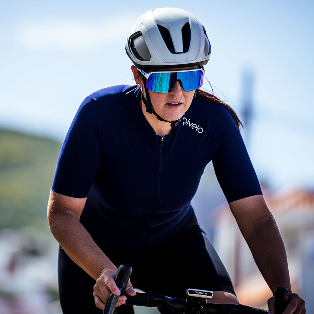 Womens Finestre Race Jersey (Navy) (model: isabel)