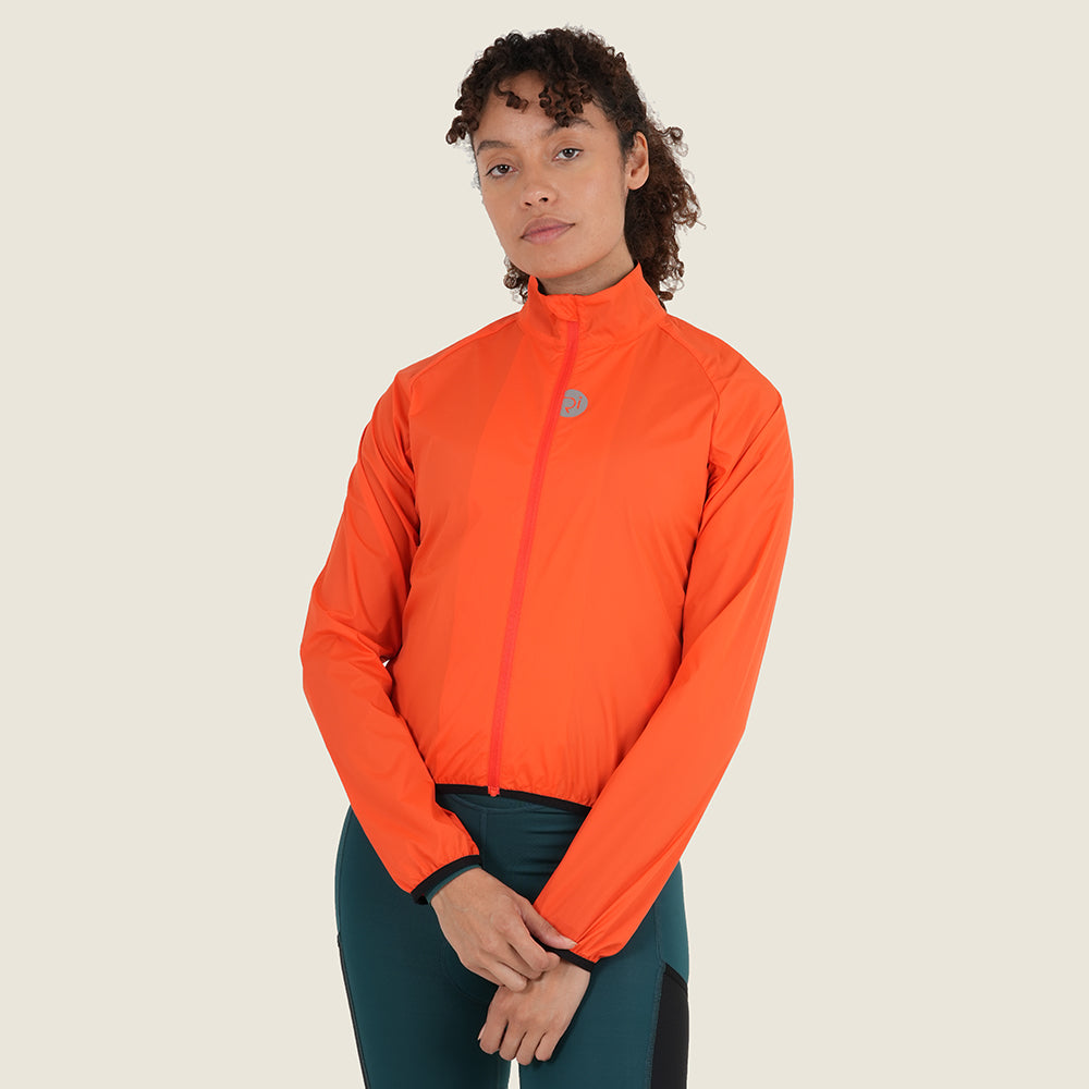 Womens Garrowby II Packable Windproof Jacket (Orange) (model: sarah)