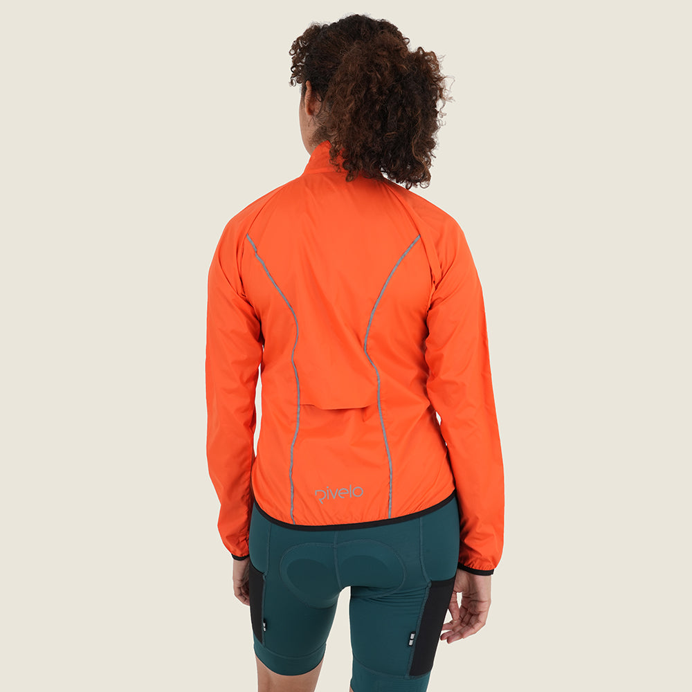 Womens Garrowby II Packable Windproof Jacket (Orange) (model: sarah)