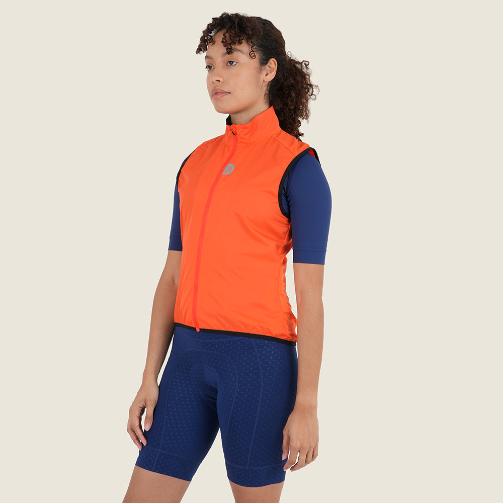 Womens Haresfield II Packable Windproof Gilet (Orange) (model: sarah)