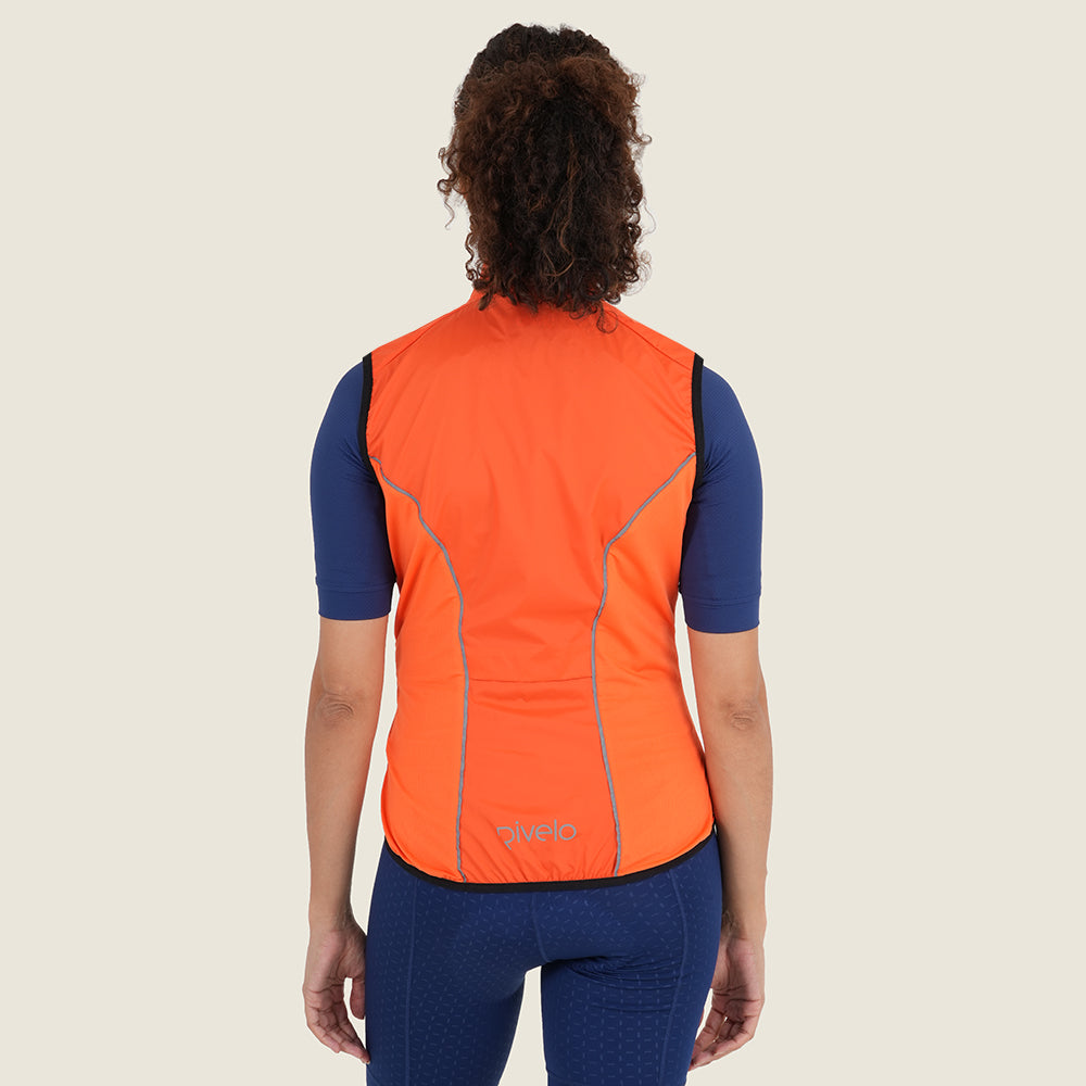 Womens Haresfield II Packable Windproof Gilet (Orange) (model: sarah)