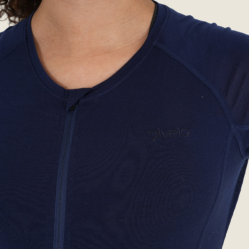 Womens Rowlands Merino Blend Lightweight SS Jersey (Navy)