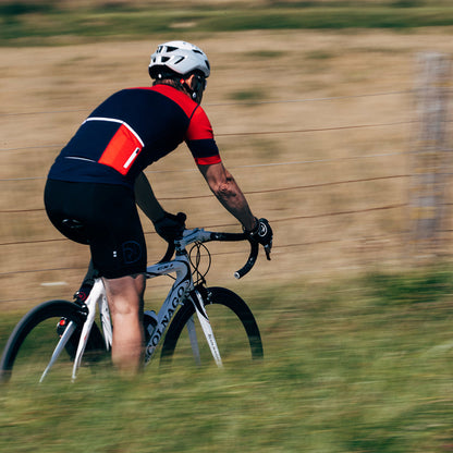 Rivelo | Mens Barbondale Merino Blend Jersey (Navy/Red)