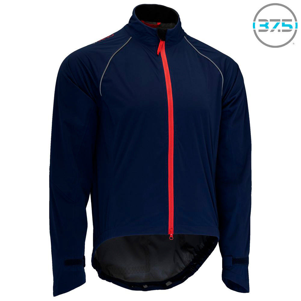 Rivelo Mens Cairnwell High Performance Rain Jacket (Navy/Red) (studio)