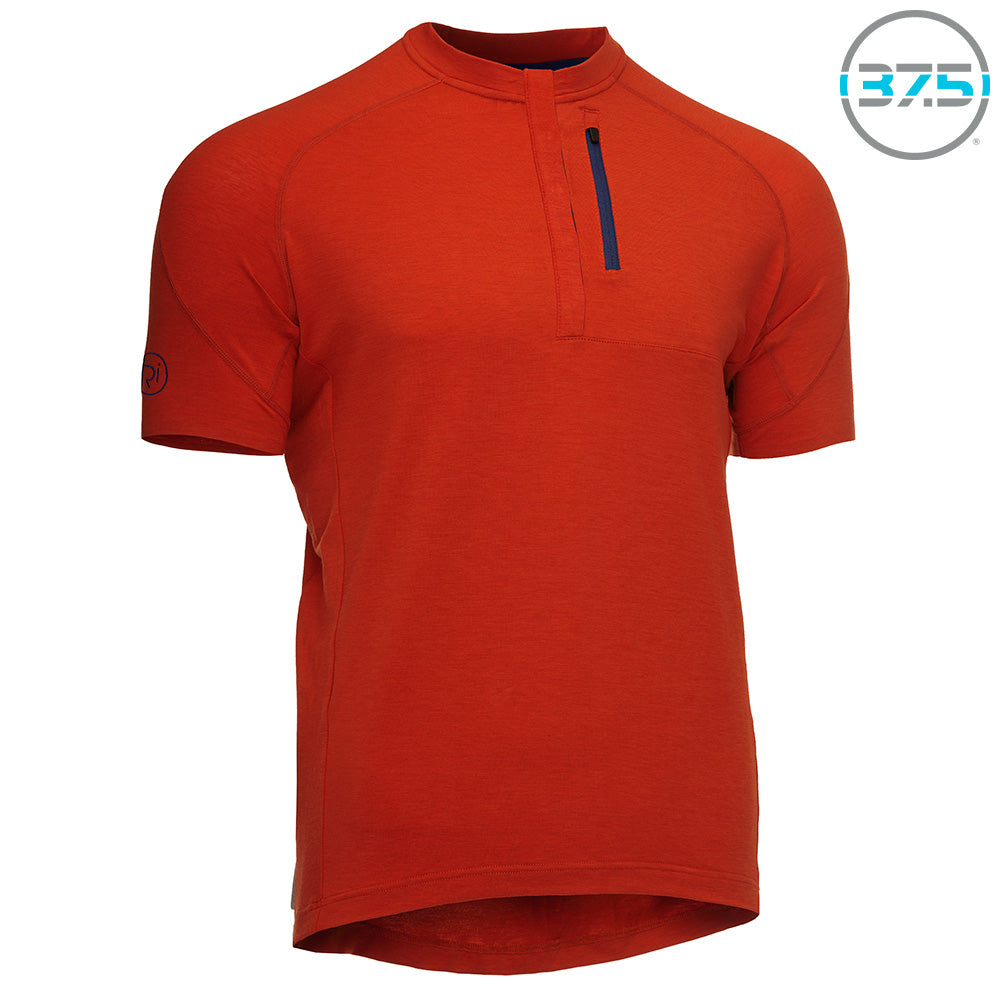 Rivelo | Mens Easton Merino Blend Henley Jersey (Burnt Orange)