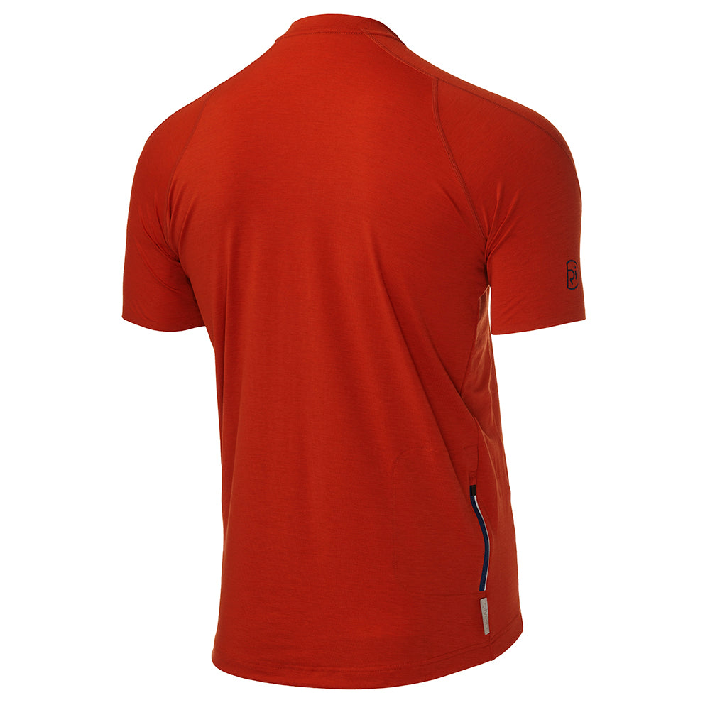 Rivelo | Mens Easton Merino Blend Henley Jersey (Burnt Orange)