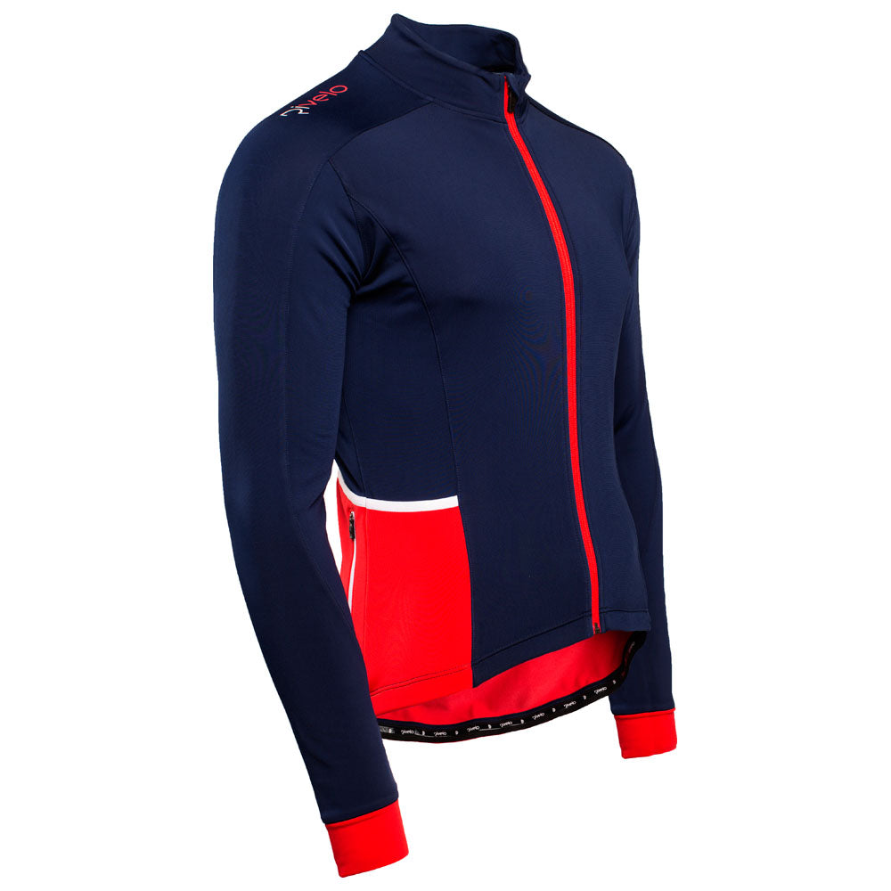 Rivelo | Mens Felcott Thermal Long Sleeve Jersey (Navy/Red)