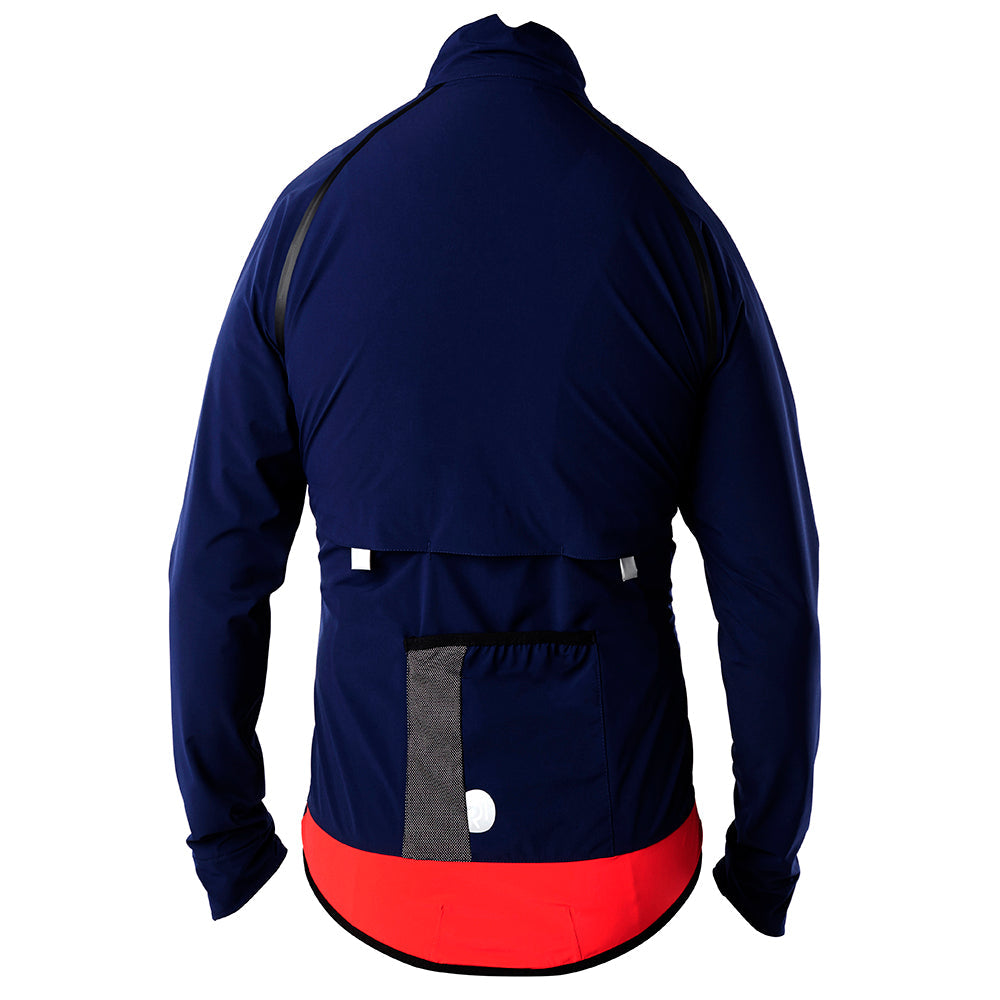 Rivelo Mens Langcliffe High Performance Rain Jacket (Navy/Red) (studio)