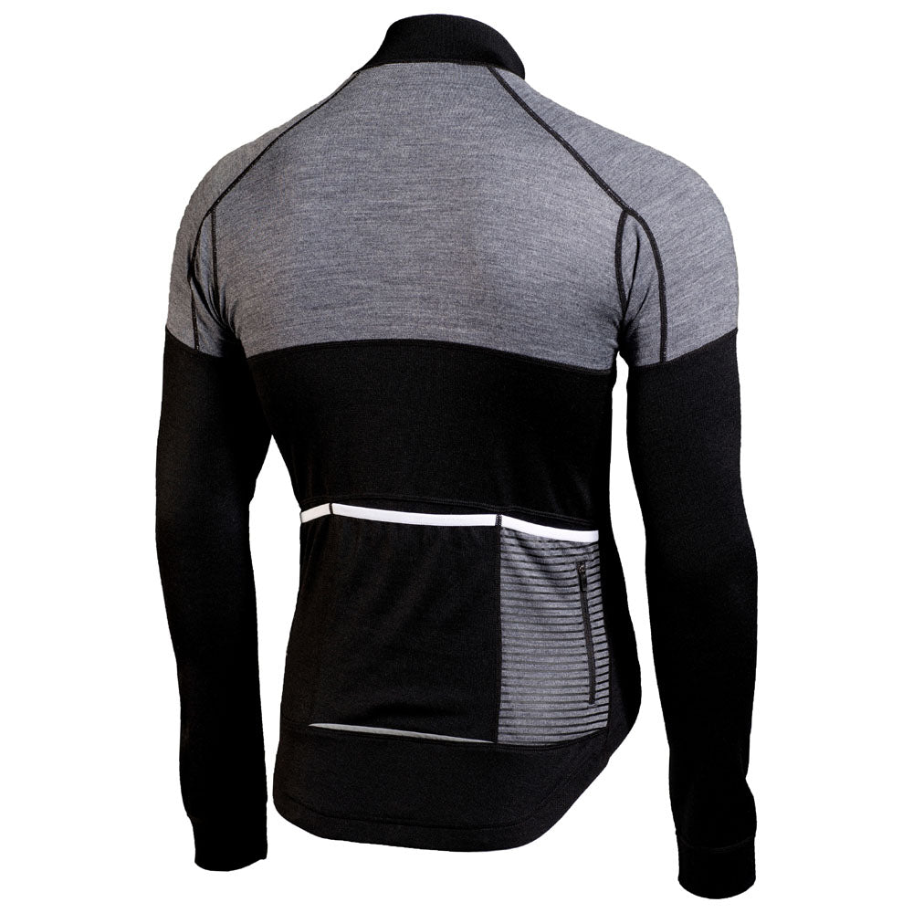 Rivelo | Mens Lydford Merino Blend Long Sleeve Jersey (Black/Charcoal)