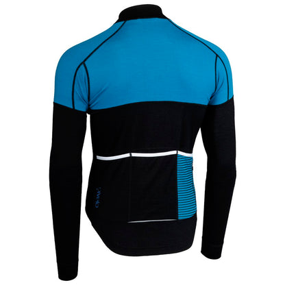 Rivelo | Mens Lydford Merino Blend Long Sleeve Jersey (Black/Teal)