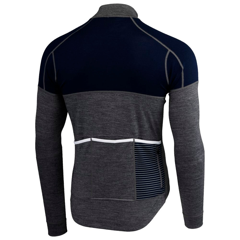 Rivelo | Mens Lydford Merino Blend Long Sleeve Jersey (Charcoal/Navy)