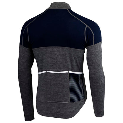 Rivelo | Mens Lydford Merino Blend Long Sleeve Jersey (Charcoal/Navy)