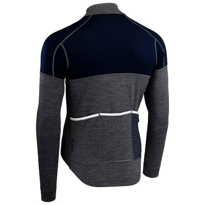 Mens Lydford Merino Blend Long Sleeve Jersey (Charcoal/Navy)