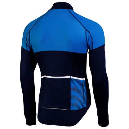 Mens Lydford Merino Blend Long Sleeve Jersey (Navy/Cobalt)