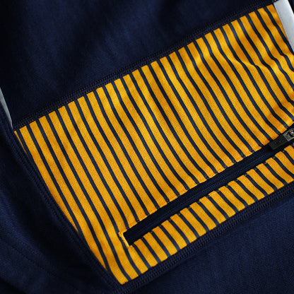 Mens Lydford Merino Blend Long Sleeve Jersey (Navy/Yellow)