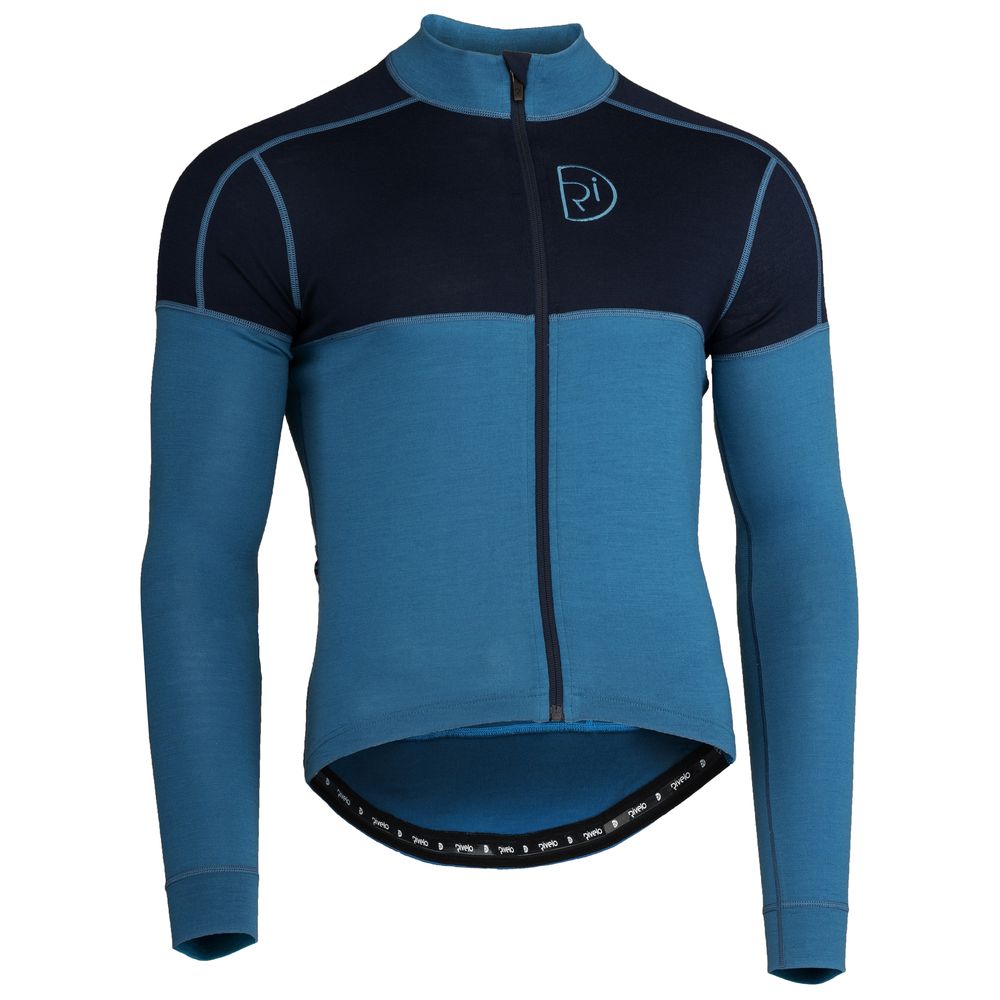 Rivelo Mens Lydford Merino Blend Long Sleeve Jersey (Teal/Navy) (studio)