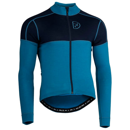 Rivelo Mens Lydford Merino Blend Long Sleeve Jersey (Teal/Navy) (studio)