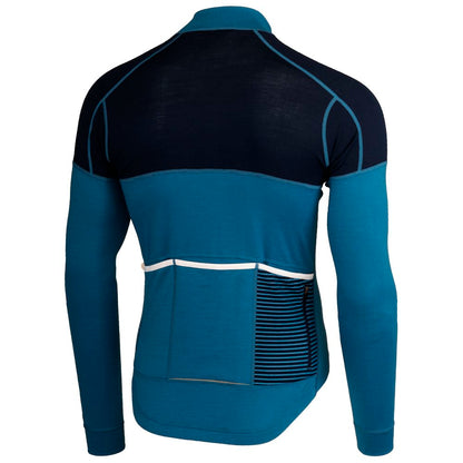 Rivelo Mens Lydford Merino Blend Long Sleeve Jersey (Teal/Navy) (studio)